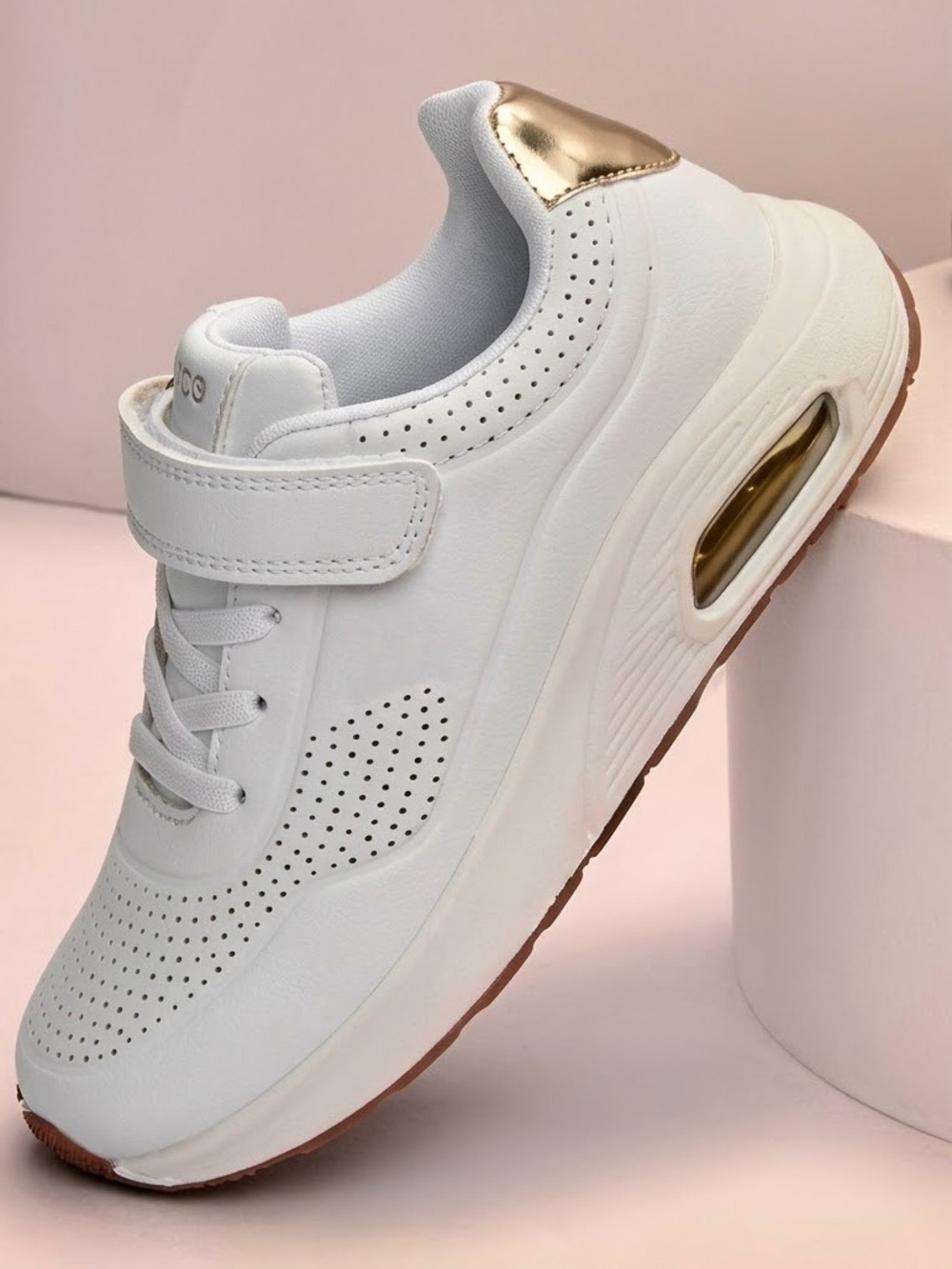 Girls White Athletic Sneakers with Gold Accent | size 13 | NWOT